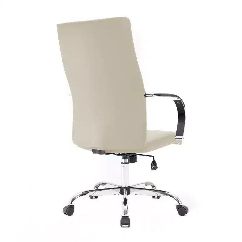 Sedia da ufficio regolabile in altezza 84 cm con sedile imbottito beige e rotelle