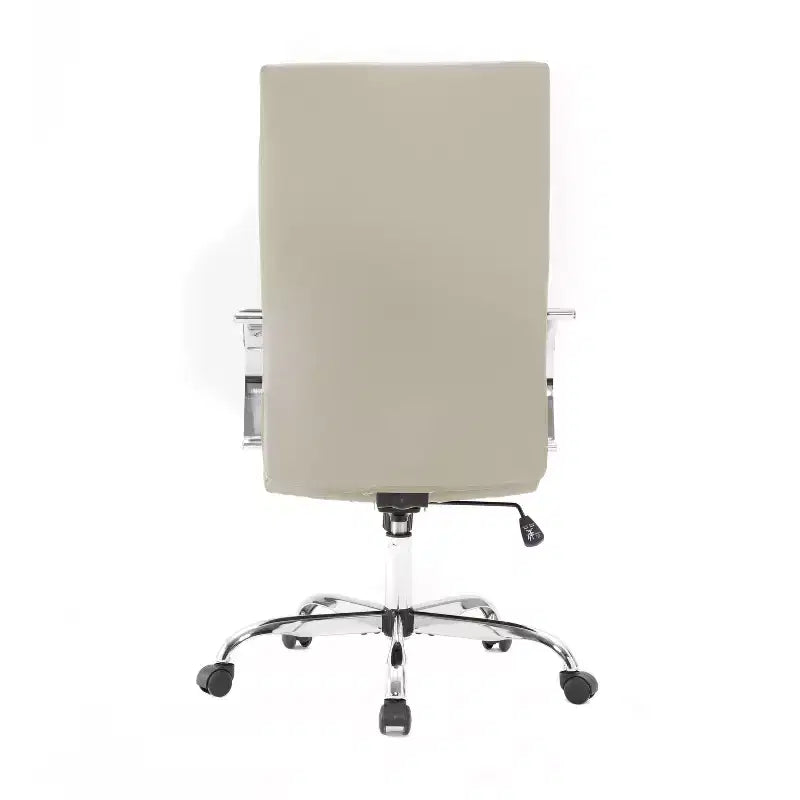 Sedia da ufficio regolabile in altezza 84 cm con sedile imbottito beige e rotelle
