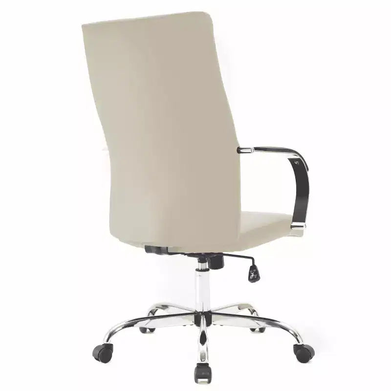 Sedia da ufficio regolabile in altezza 84 cm con sedile imbottito beige e rotelle