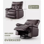 Poltrona reclinabile manuale oversize con supporto lombare e tasca laterale