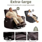 Poltrona reclinabile manuale oversize con supporto lombare e tasca laterale