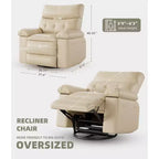 Poltrona reclinabile manuale oversize con supporto lombare e tasca laterale