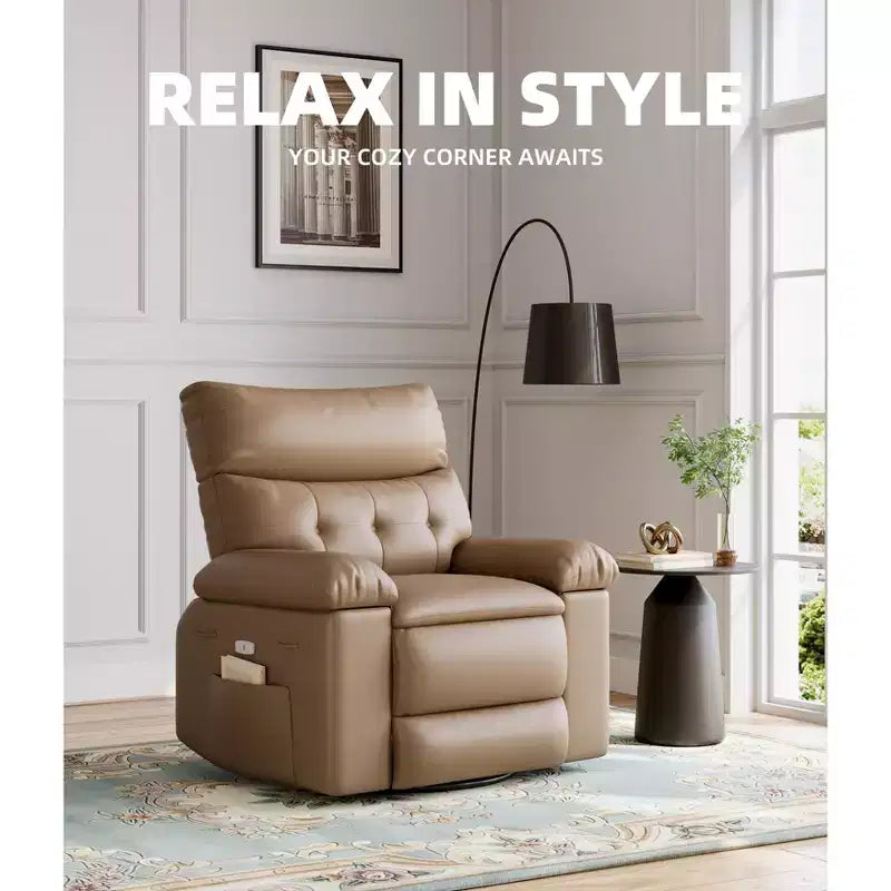 Poltrona reclinabile manuale oversize con supporto lombare e tasca laterale