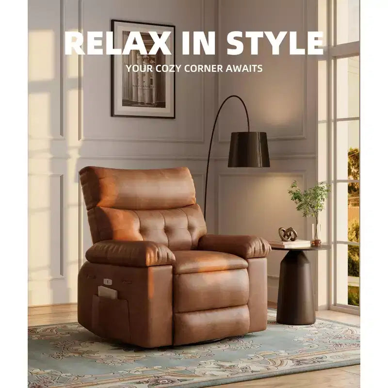 Poltrona reclinabile manuale oversize con supporto lombare e tasca laterale