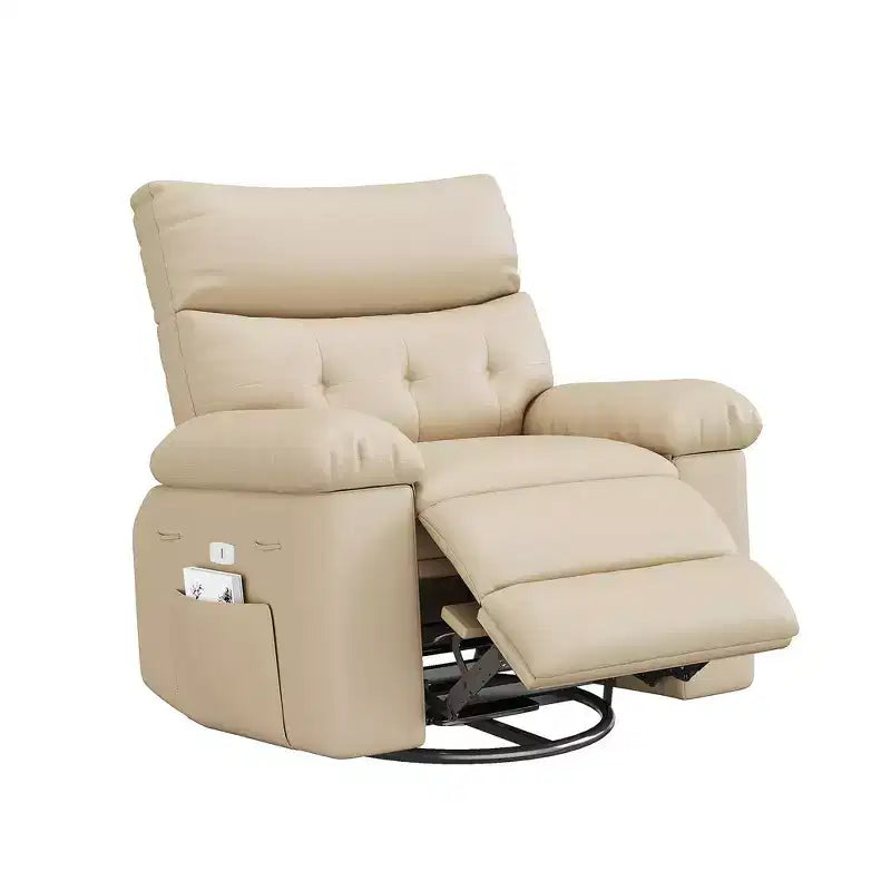 Poltrona reclinabile manuale oversize con supporto lombare e tasca laterale