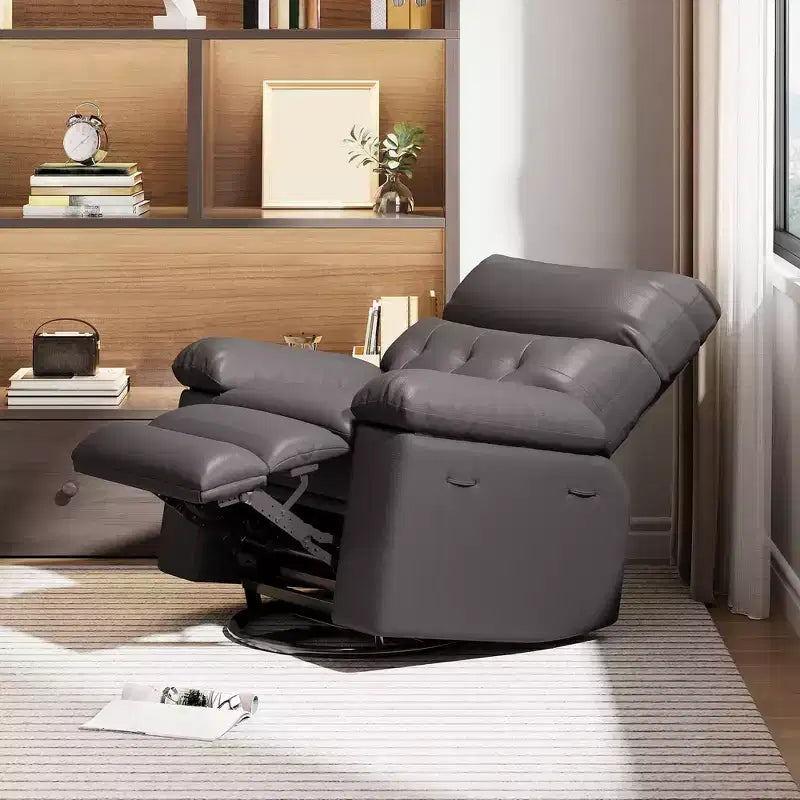 Poltrona reclinabile manuale oversize con supporto lombare e tasca laterale