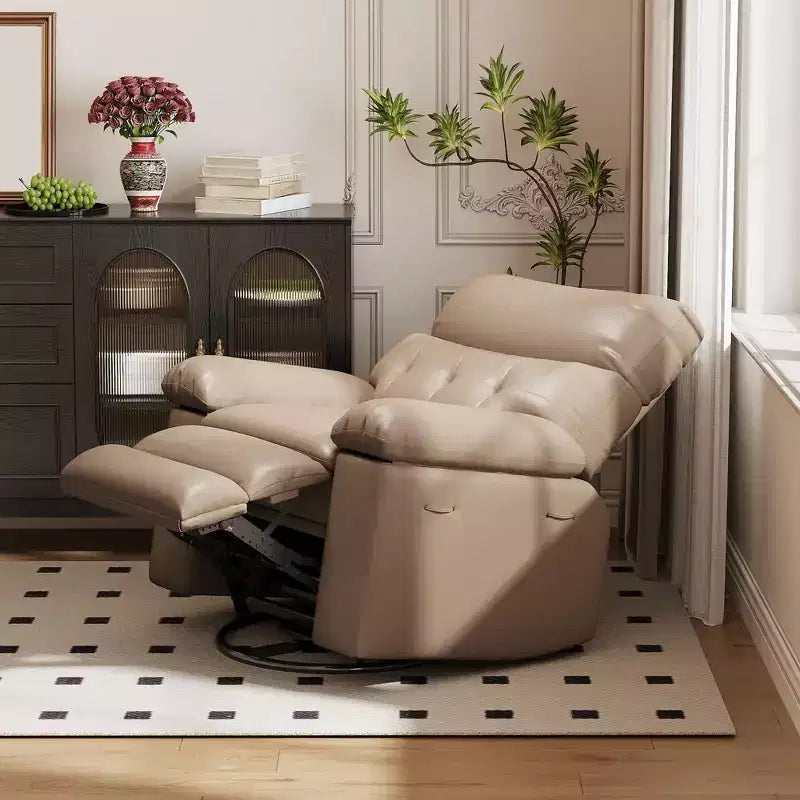 Poltrona reclinabile manuale oversize con supporto lombare e tasca laterale