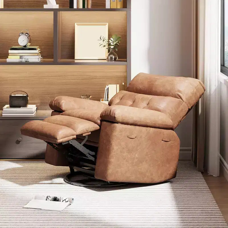Poltrona reclinabile manuale oversize con supporto lombare e tasca laterale