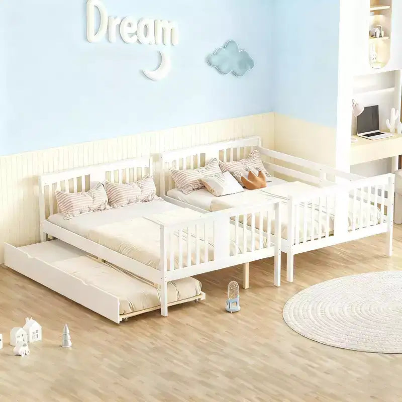 Letto a castello matrimoniale con letto estraibile singolo e scaletta