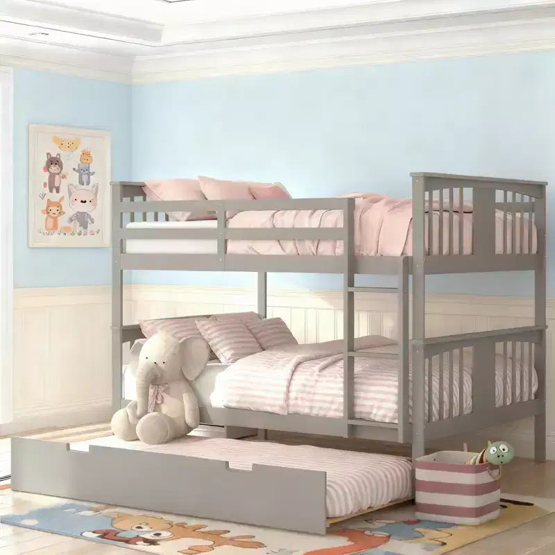 Letto a castello matrimoniale con letto estraibile singolo e scaletta