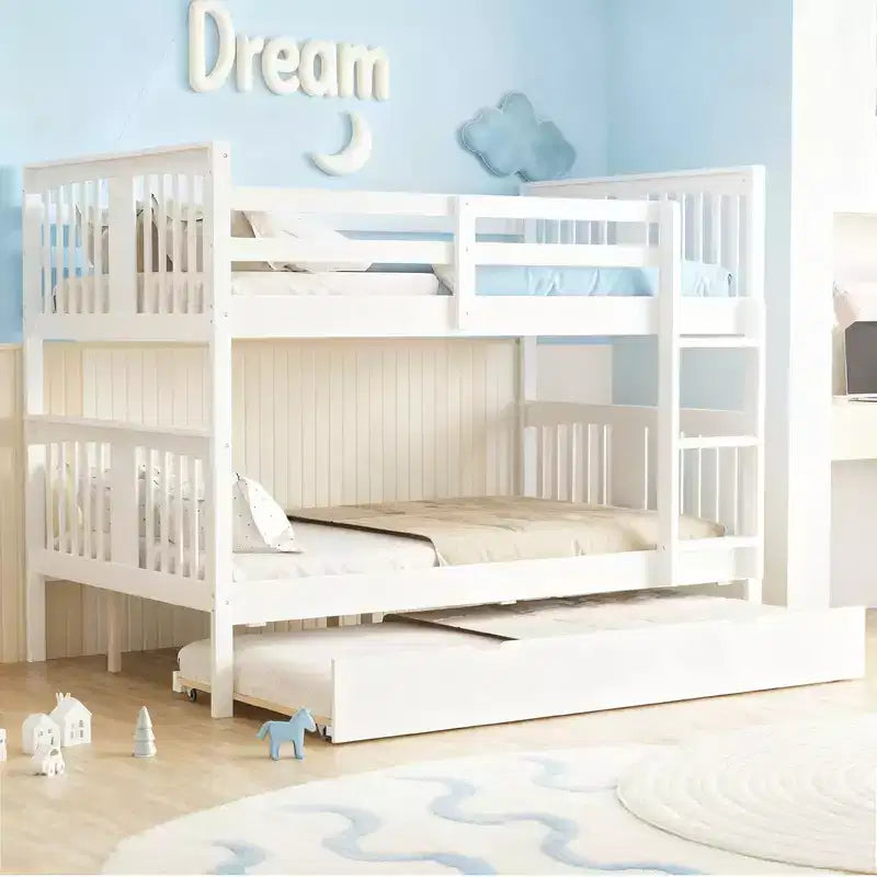 Letto a castello matrimoniale con letto estraibile singolo e scaletta