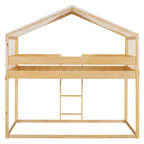 Letto a Castello in Legno Twin Over Twin con Tenda per Bambini