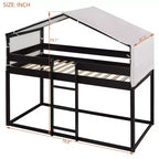 Letto a Castello in Legno Twin Over Twin con Tenda per Bambini