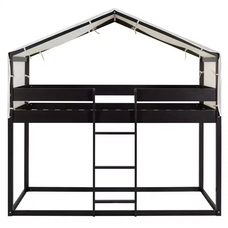 Letto a Castello in Legno Twin Over Twin con Tenda per Bambini