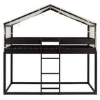 Letto a Castello in Legno Twin Over Twin con Tenda per Bambini