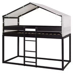 Letto a Castello in Legno Twin Over Twin con Tenda per Bambini