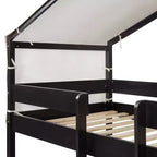Letto a Castello in Legno Twin Over Twin con Tenda per Bambini