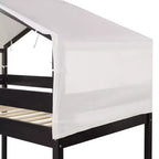 Letto a Castello in Legno Twin Over Twin con Tenda per Bambini