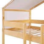 Letto a Castello in Legno Twin Over Twin con Tenda per Bambini