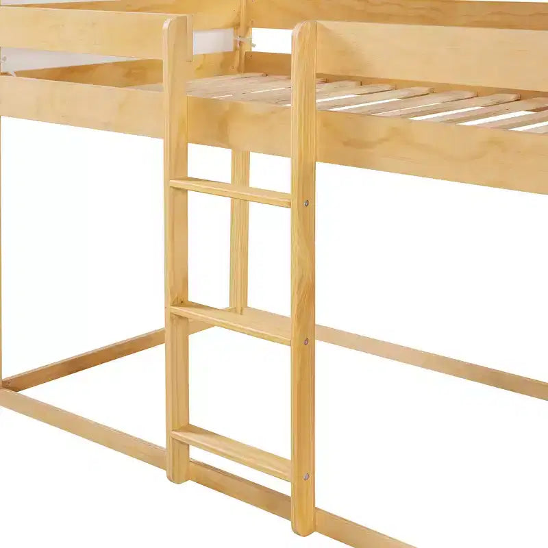 Letto a Castello in Legno Twin Over Twin con Tenda per Bambini