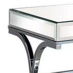 Tavolino/Comodino quadrato a specchio da 60 cm con base in metallo curvato