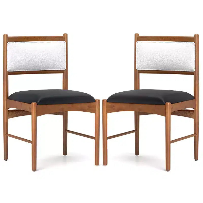 Costway Wooden Dining Chair Set of 2 w/ Rubber Wood Frame Faux Leather Padded Seat