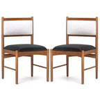 Costway Wooden Dining Chair Set of 2 w/ Rubber Wood Frame Faux Leather Padded Seat