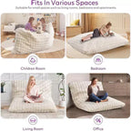 Poltrona sacco gigante 3 in 1 - Divano e materasso convertibile in memory foam, 198x130 cm, in velluto felpato a bolle