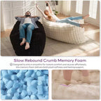 Poltrona sacco gigante 3 in 1 - Divano e materasso convertibile in memory foam, 198x130 cm, in velluto felpato a bolle