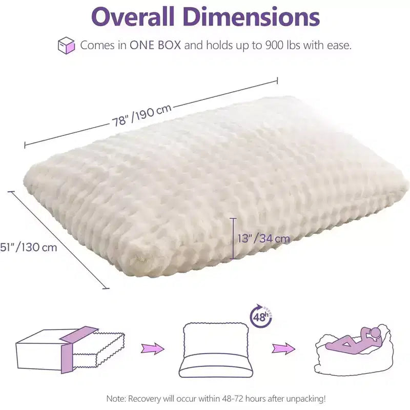 Poltrona sacco gigante 3 in 1 - Divano e materasso convertibile in memory foam, 198x130 cm, in velluto felpato a bolle