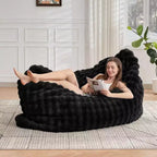 Poltrona sacco gigante 3 in 1 - Divano e materasso convertibile in memory foam, 198x130 cm, in velluto felpato a bolle