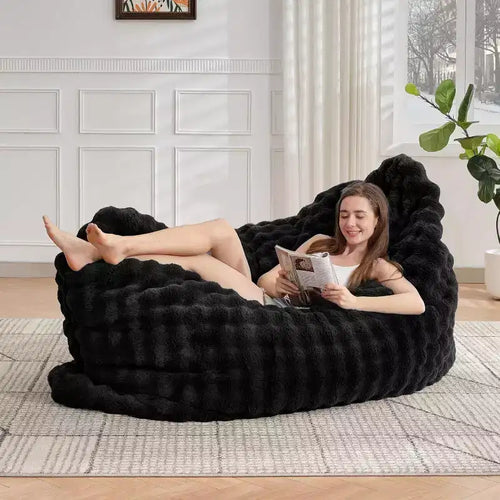 Poltrona sacco gigante 3 in 1 - Divano e materasso convertibile in memory foam, 198x130 cm, in velluto felpato a bolle