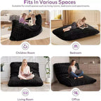 Poltrona sacco gigante 3 in 1 - Divano e materasso convertibile in memory foam, 198x130 cm, in velluto felpato a bolle