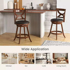 Set di 2 sgabelli da bar altezza bancone con girevole a 360° e sedile imbottito in PVC