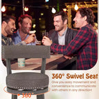 Set di 2 sgabelli da bar altezza bancone con schienale alto, sedile imbottito e girevole a 360°
