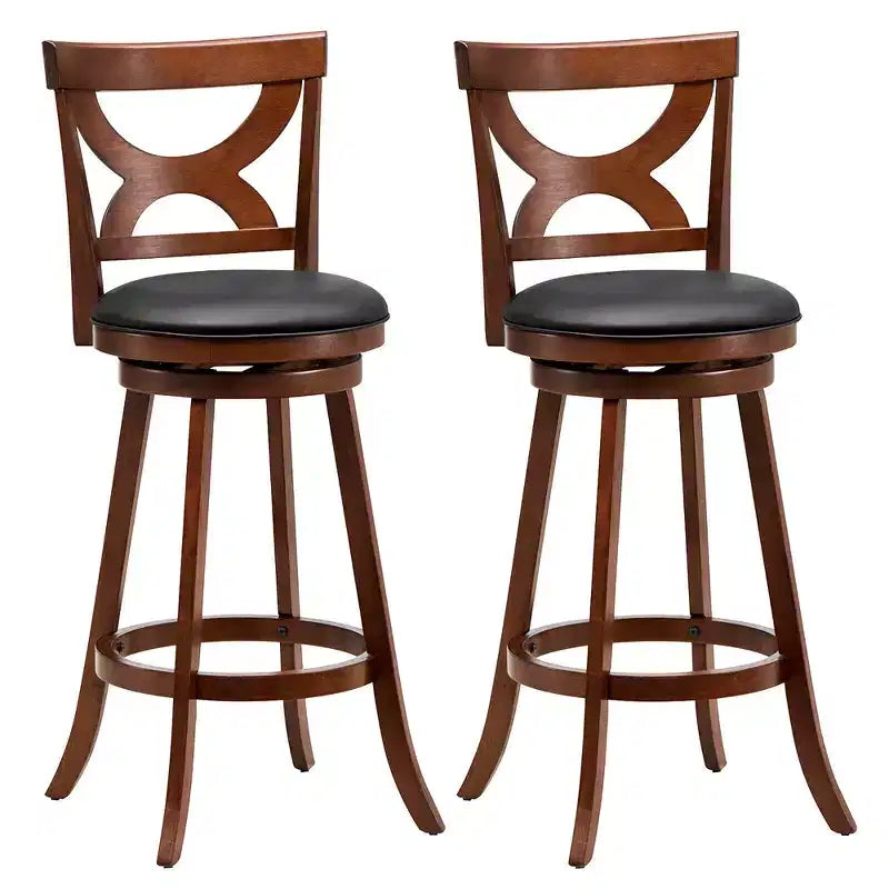 Costway 2pcs 30.5 Bar Stools 360 Swivel Bar Height w/ PVC Leather Cushioned Seat
