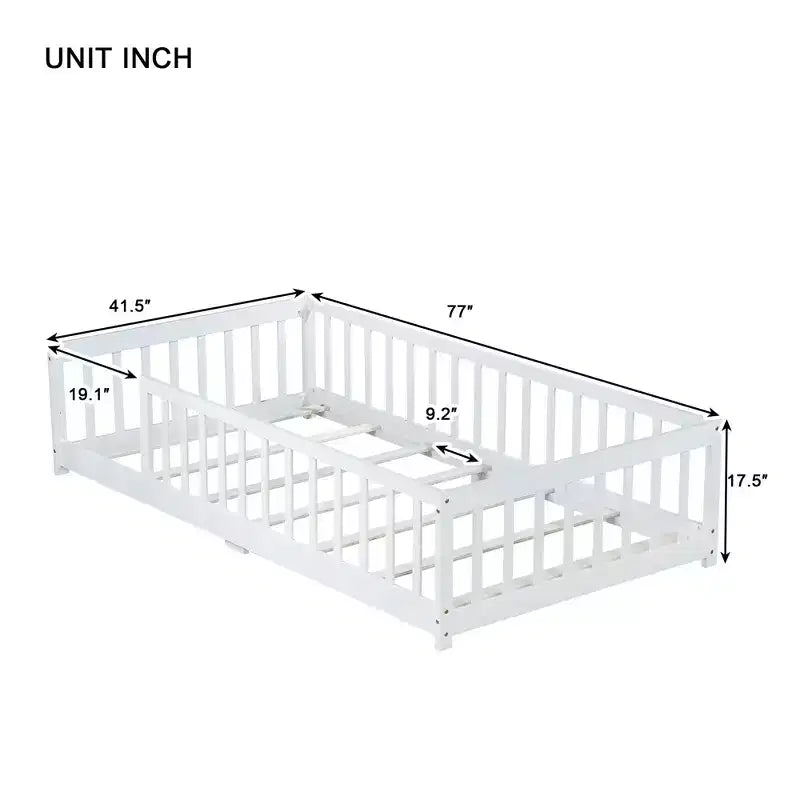 Letto a pavimento per bambini "Twin Size" con sponde di sicurezza – Struttura letto Montessori in legno