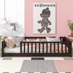 Letto a pavimento per bambini "Twin Size" con sponde di sicurezza – Struttura letto Montessori in legno