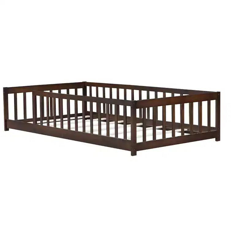 Letto a pavimento per bambini "Twin Size" con sponde di sicurezza – Struttura letto Montessori in legno