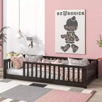 Letto a pavimento per bambini "Twin Size" con sponde di sicurezza – Struttura letto Montessori in legno