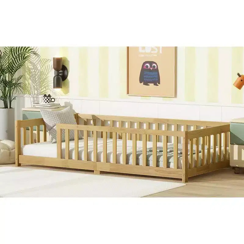 Letto a pavimento per bambini "Twin Size" con sponde di sicurezza – Struttura letto Montessori in legno