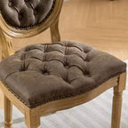 Set di 2 sedie da pranzo con schienale alto rotondo e gambe in legno, rivestite in PU pelle