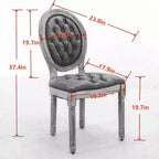 Set di 2 sedie da pranzo con schienale alto rotondo e gambe in legno, rivestite in PU pelle