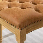 Set di 2 sedie da pranzo con schienale alto rotondo e gambe in legno, rivestite in PU pelle