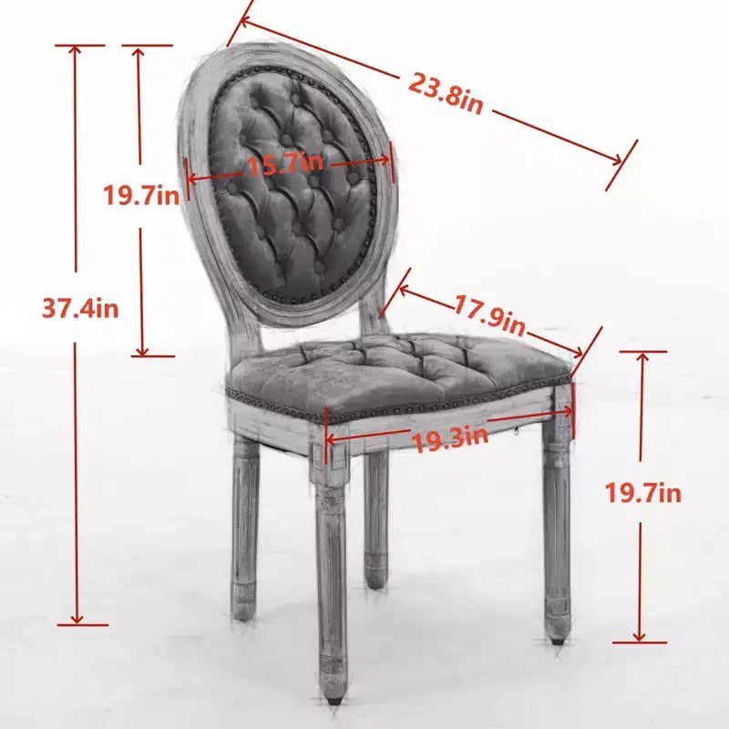 Set di 2 sedie da pranzo con schienale alto rotondo e gambe in legno, rivestite in PU pelle