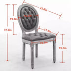 Set di 2 sedie da pranzo con schienale alto rotondo e gambe in legno, rivestite in PU pelle