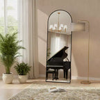 MAYEERTY 56 inch Arched Full Length Mirror Aluminum Alloy Frame Floor Length with Stand for Living room Gold
