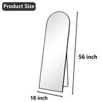 Specchio a figura intera ad arco da 56 pollici con cornice in lega di alluminio e supporto, colore oro