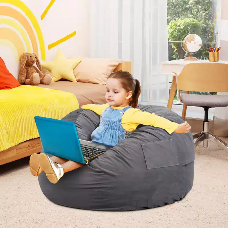 Poltrona Sacco con Rivestimento Rimovibile, Seduta Imbottita in Schiuma per Adulti e Bambini