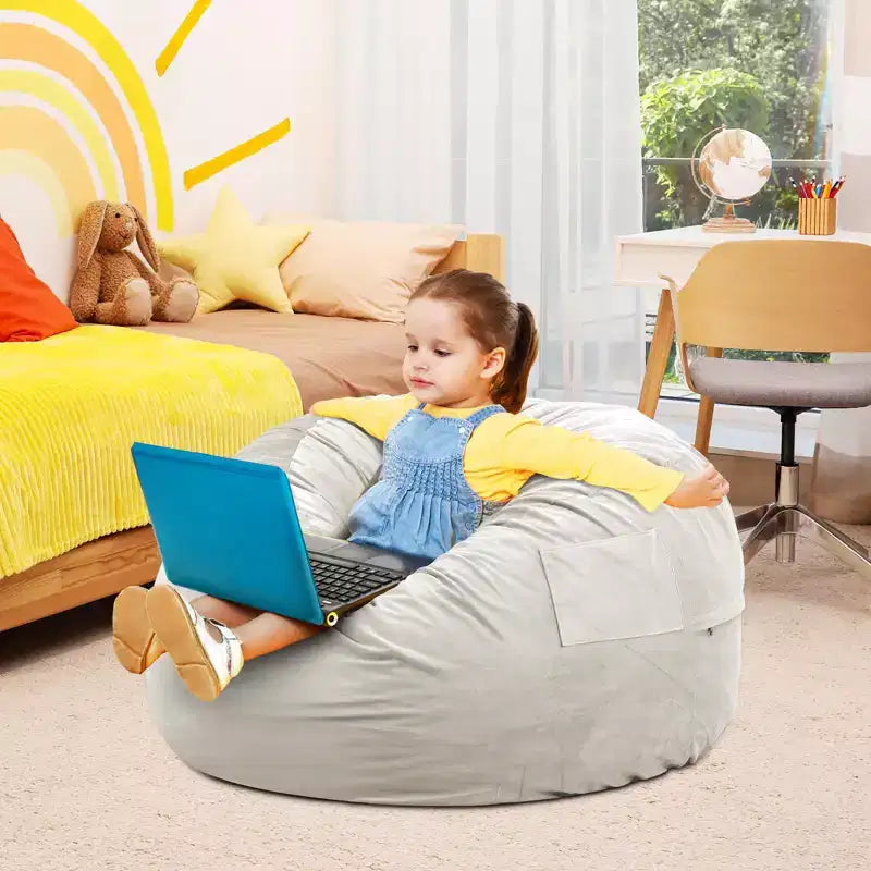 Poltrona Sacco con Rivestimento Rimovibile, Seduta Imbottita in Schiuma per Adulti e Bambini